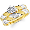 14K Two Tone Striped Diamond Wedding Set
