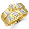 Round Diamond 14K Two Tone Gold Wedding Ring Set