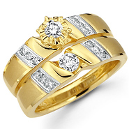 Round Diamond 14K Two Tone Gold Wedding Ring Set