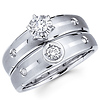 Round Diamond Bezel Sidestone 14K White Gold Bridal Set