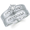 Round Diamond Milgrain Edge 14K White Gold Wedding Ring Set