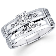 Diamond 14K White Gold Engagement and Wedding Ring Set