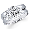 Textured Edge 14K White Gold Diamond Wedding Ring Set
