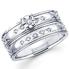 Carved Pattern 14K White Gold Diamond Bridal Set