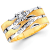 14K White & Yellow Gold Round Diamond Wedding Rings