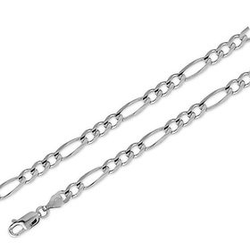 14K White Gold Figaro Chain Necklace 5mm