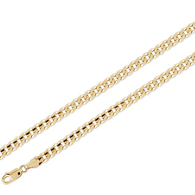 Men's 6mm Concave Curb Link 18K Yellow Gold Chain