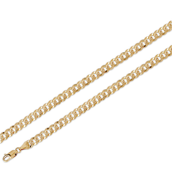 6mm 14K Yellow Gold Solid Men's Pave Concave Curb Cuban Link Chain Necklace 20-26in
