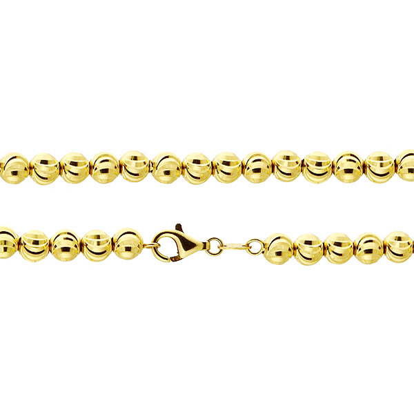 6mm Solid 10K Yellow Gold Solid Moon Cut Chain Necklace 30-40in
