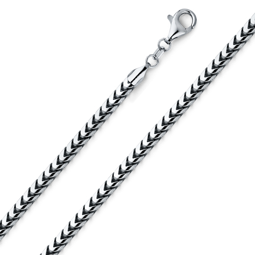 3.7mm 18K White Gold Solid Franco Chain Necklace 20-30in