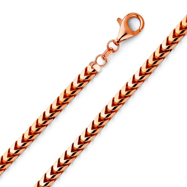 5mm 14K Rose Gold Solid Men's Franco Chain Necklace 20-30in