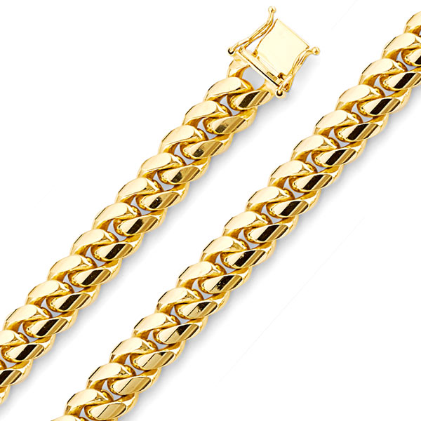 9.1mm 14K Yellow Gold Solid Miami Cuban Link Chain Bracelet 9in