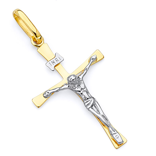 Faithful 14K Two-Tone Gold Crucifix Pendant