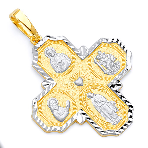 Dagmar 14K Two-Tone Gold Four-Way Cross Religious Pendant
