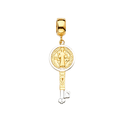 Small Saint Benedict Key Pendant in 14K Two-Tone Gold