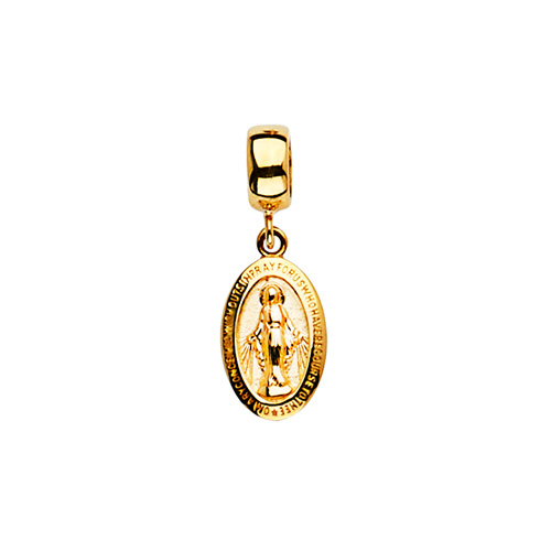 Mini Virgin Mary With Open Arms Charm Pendant in 14K Yellow Gold