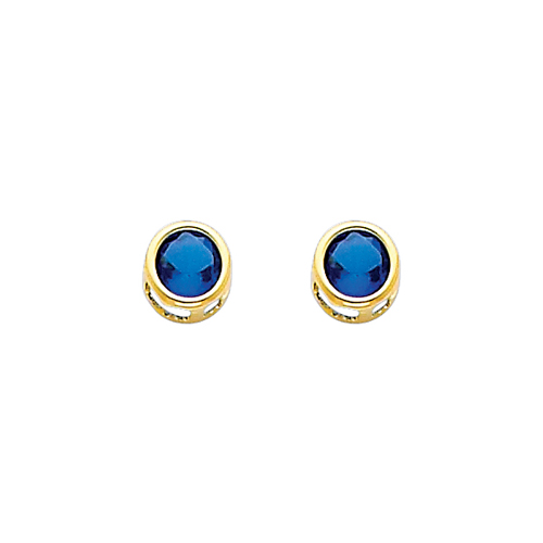 5mm Birthstone Color Round-Cut CZ Stud Earrings in 14K Yellow Gold