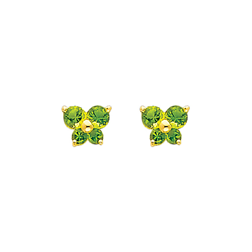Butterfly Birthstone Color CZ Stud Earrings in 14K Yellow Gold