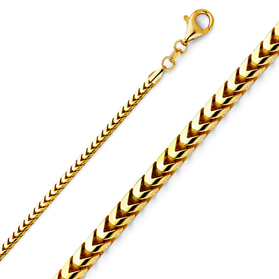 2.5mm 18K Yellow Gold Solid Franco Chain Necklace 18-30in