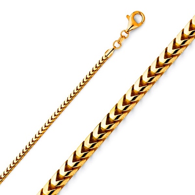 2mm 18K Yellow Gold Solid Franco Chain Necklace 18-30in