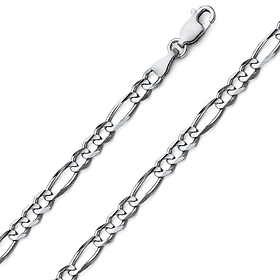 5mm 14K White Gold Solid Figaro Link Chain Necklace 16-30in