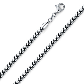 3.7mm 18K White Gold Solid Franco Chain Necklace 20-30in