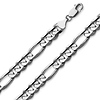8mm 14K White Gold Solid Men's Figaro Link Chain Necklace 22-30in