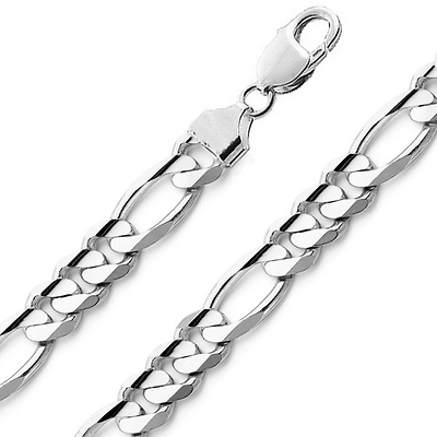 Men's 10mm Sterling Silver Solid Figaro Link Chain Necklace 20-30in