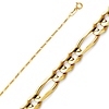 1.2mm 14K Yellow Gold Solid Figaro Link Chain Necklace 16-22in