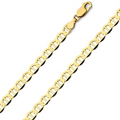 4.5mm 14K Yellow Gold Solid Men's Flat Mariner Chain Necklace