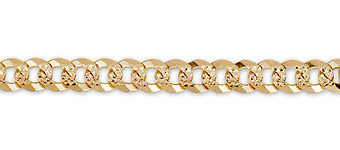 6mm 14K Yellow Gold Solid Men's Pave Concave Curb Cuban Link Chain Necklace 20-26in