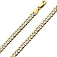 6mm 14K Two-Tone Gold Solid Men's White Pave Curb Cuban Link Chain Necklace 20-26in thumb 0
