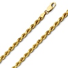 4mm 14K Yellow Gold Solid Men's Diamond-Cut Rope Chain Necklace - Heavy 20-30in