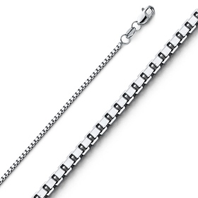 1.1mm Solid 18K White Gold Box Chain Necklace 16-18in