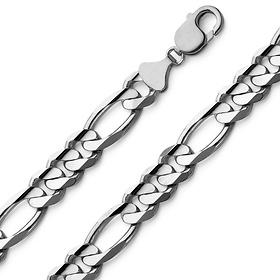 Men's 10mm 14K White Gold Solid Figaro Link Chain Necklace 24-30in