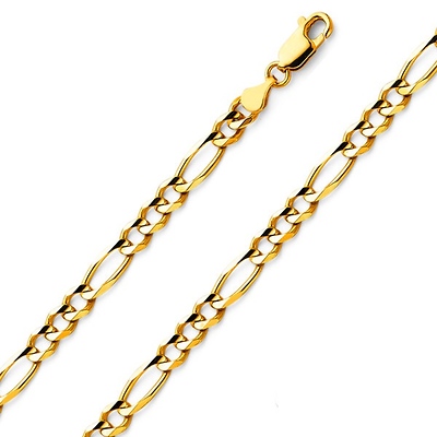 5mm 18K Yellow Gold Solid Figaro Link Chain Necklace 16-30in
