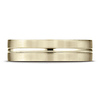 6mm Flat Striped Comfort-Fit Benchmark Wedding Band in Solid 14K Yellow Gold