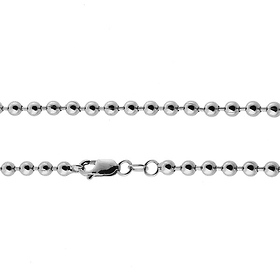 4mm Solid 14K White Gold Ball Link Chain Necklace 16-30in