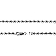 4mm Solid 14K White Gold Ball Link Chain Necklace 16-30in