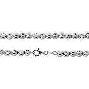 6mm Solid 10K White Gold Men's Moon Cut Chain Necklace 24-40in