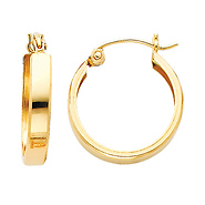 Flat 14K Yellow Gold Huggie Earrings 3mm x 15mm