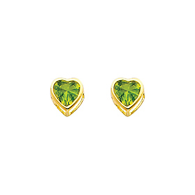 5mm Heart Birthstone Color CZ Stud Earrings in 14K Yellow Gold