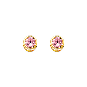 5mm Birthstone Color Round-Cut CZ Stud Earrings in 14K Yellow Gold