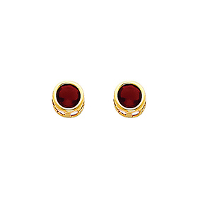 5mm Birthstone Color Round-Cut CZ Stud Earrings in 14K Yellow Gold