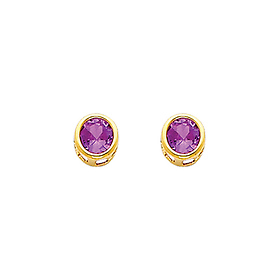5mm Birthstone Color Round-Cut CZ Stud Earrings in 14K Yellow Gold