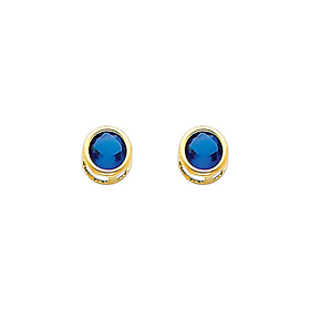 5mm Birthstone Color Round-Cut CZ Stud Earrings in 14K Yellow Gold