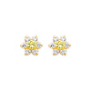 Flower Birthstone Color CZ Stud Earrings in 14K Yellow Gold
