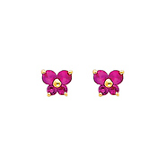 Butterfly Birthstone Color CZ Stud Earrings in 14K Yellow Gold