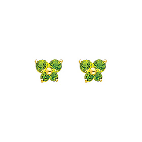 Butterfly Birthstone Color CZ Stud Earrings in 14K Yellow Gold