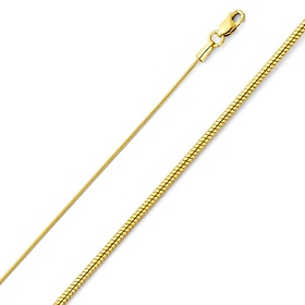 0.8mm 14K Yellow Gold Solid Snake Chain Necklace 16-20in